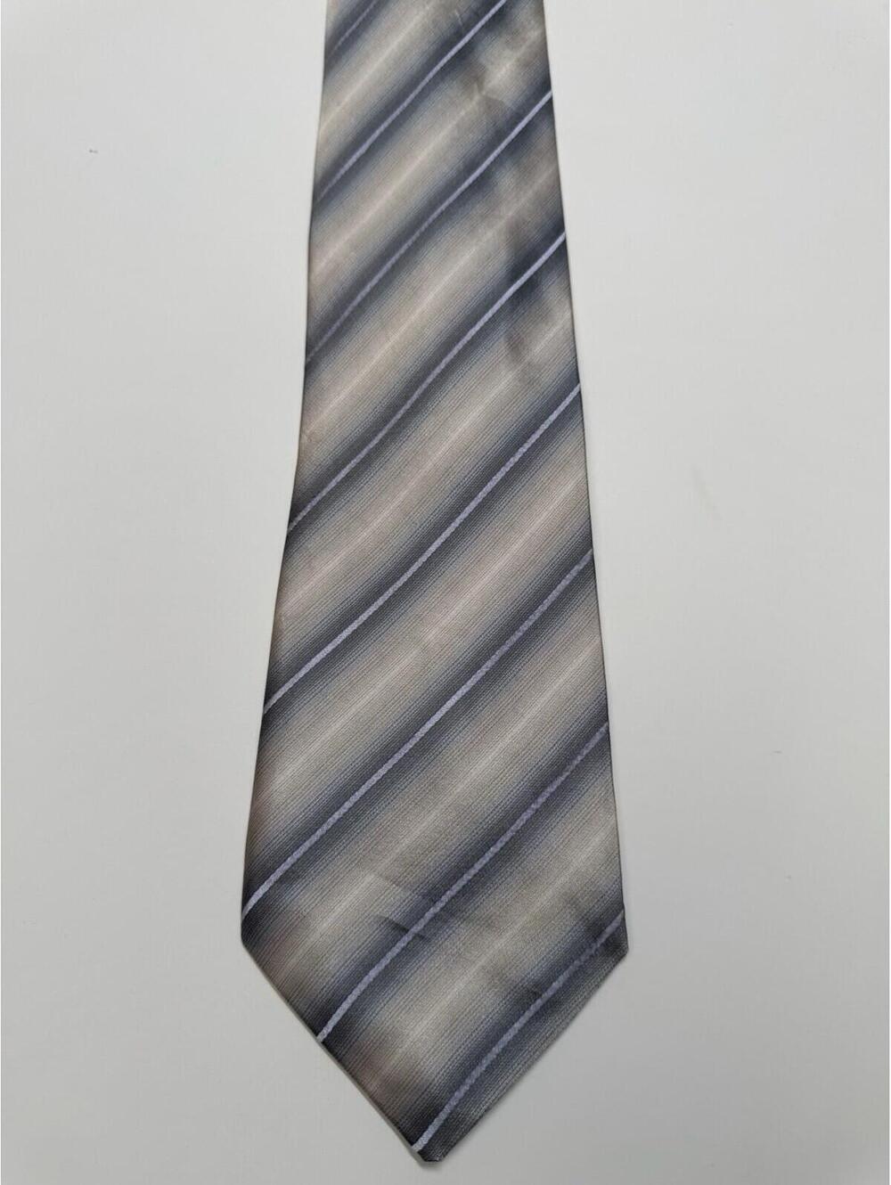 Kenneth Cole 100% Silk Wide Tie Tan And Silver - Picture 2 of 3